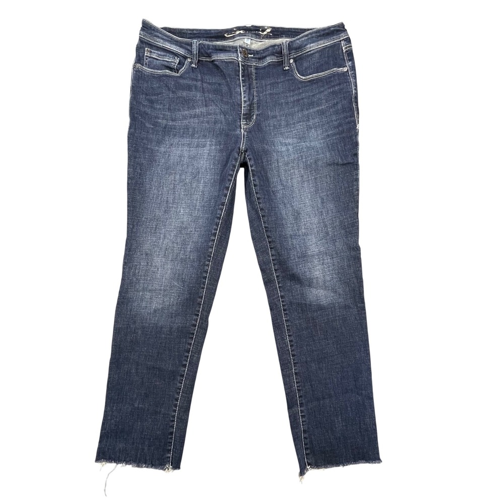 Seven7 Blue Rhymes Straight Leg Raw Hem Denim Jeans Women 18